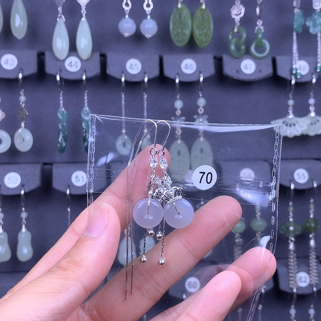 和田玉银S925镶嵌耳饰X***缘