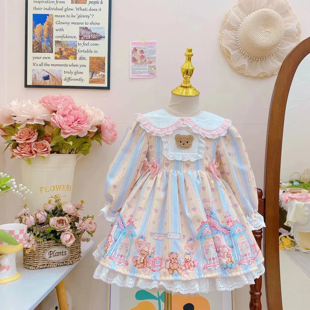 【Dannirabbit】女童甜美蝴蝶结长袖汉服洛丽塔连衣裙 D-V580
