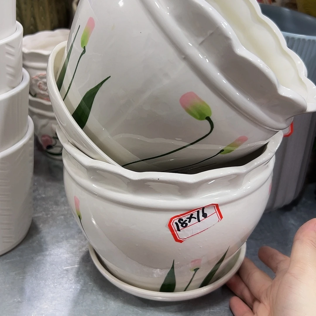 外贸尾单陶瓷花盆凑10米包邮