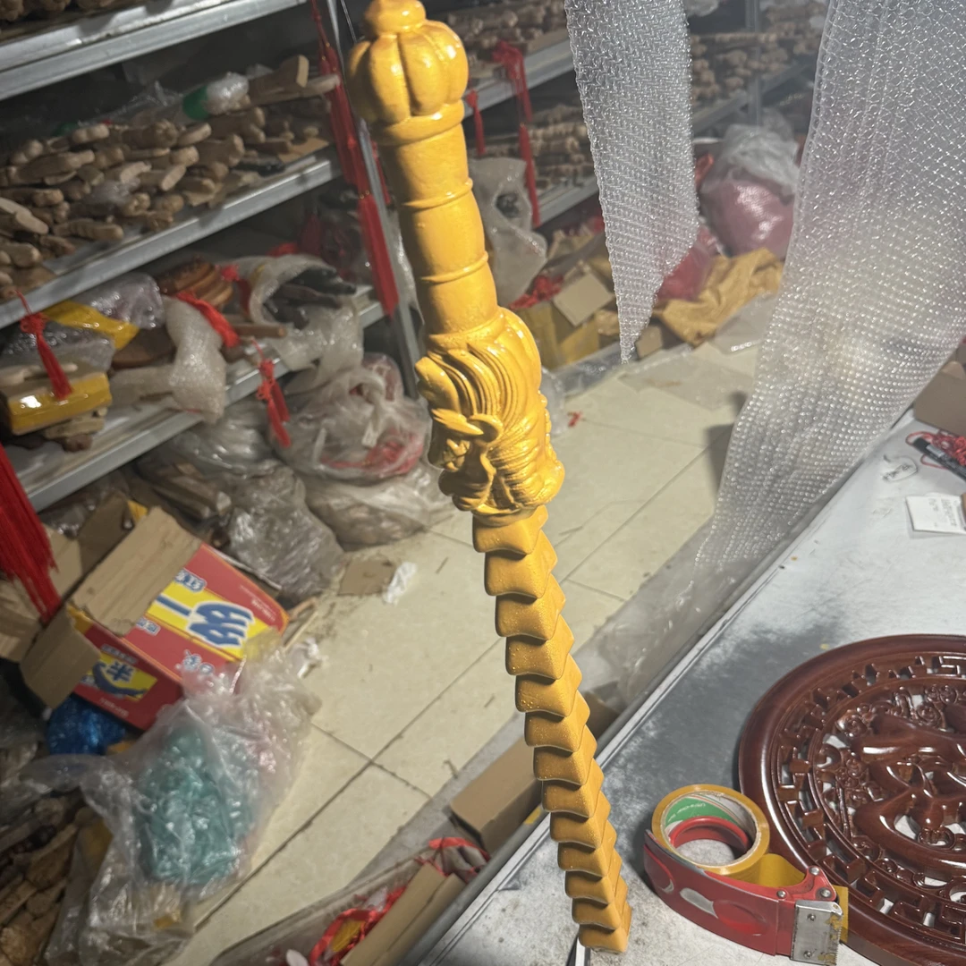 中式桃木打神鞭龙头麦穗款姜子牙兵器降魔挂件