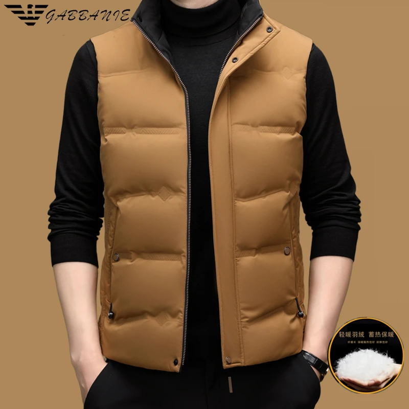 意大利品牌立领无袖羽绒马甲男秋冬季轻薄款时尚休闲纯色外穿马甲