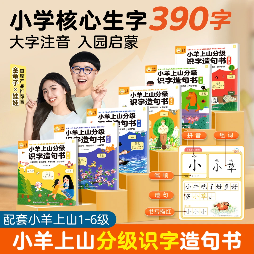【金龟子推荐】小羊上山分级识字造句书 幼小衔接学前早教启蒙看图