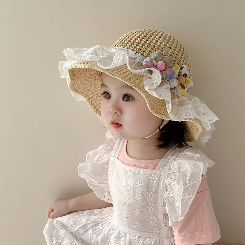 宝宝防晒帽子儿童帽子夏季透气女童婴幼儿遮阳草帽女孩沙滩帽春