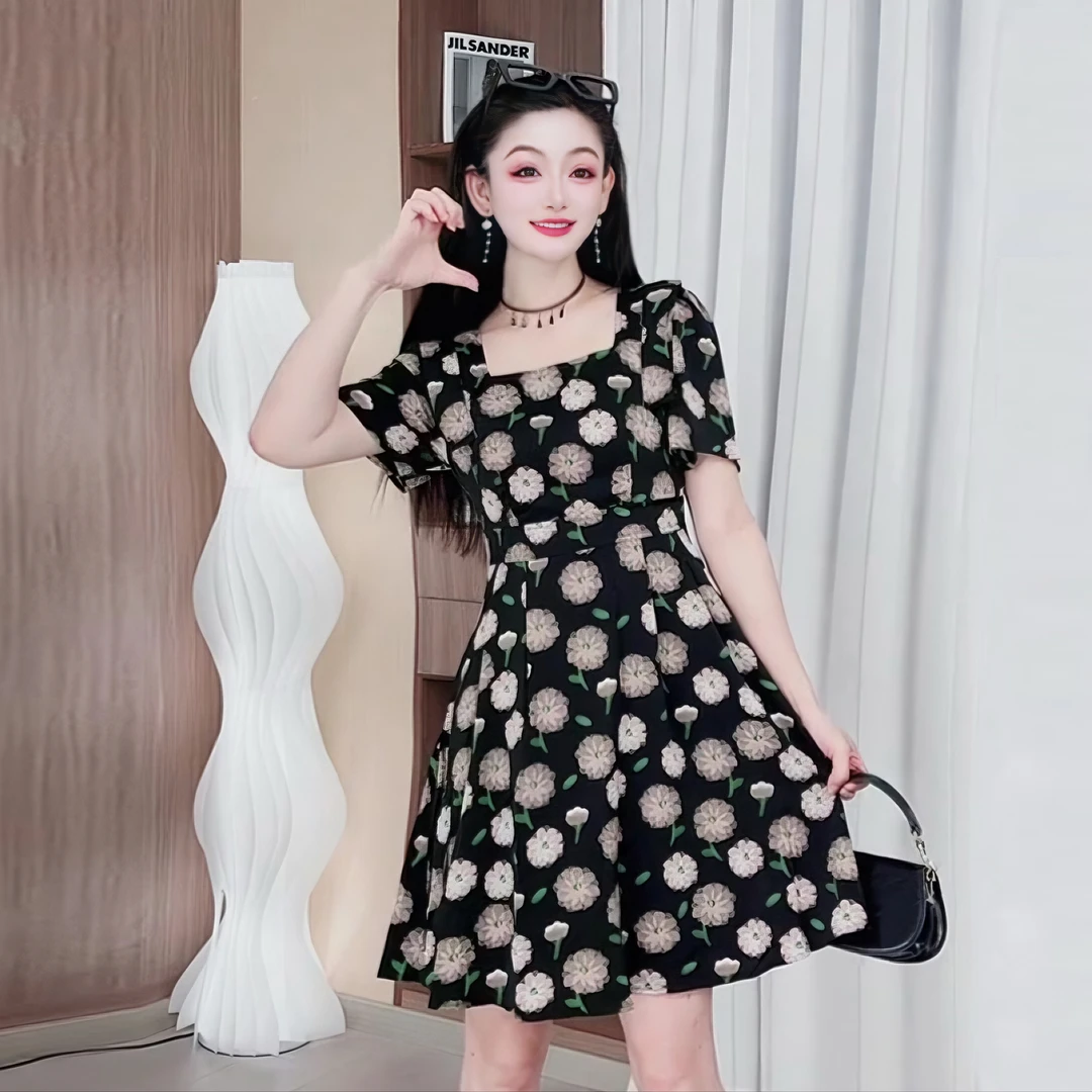 3392碎花气质连衣裙高级感夏季时尚收腰显瘦洋气大码女装很美裙子