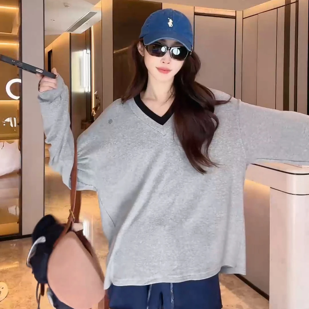 PCNY「茶马古道」不理理夏季新款小众女装防晒罩衫假两件V领长袖T恤