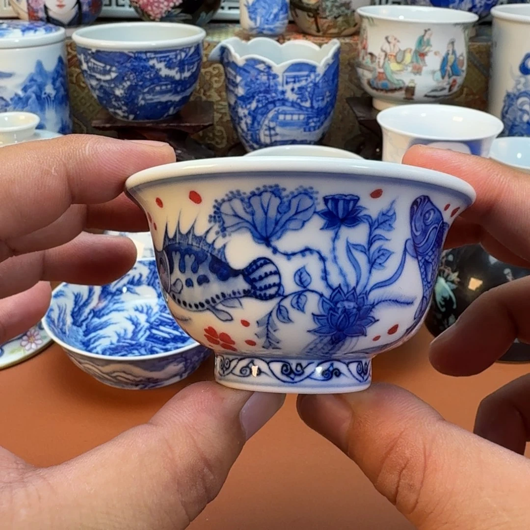 陶杯子景德镇全手工手绘陶瓷