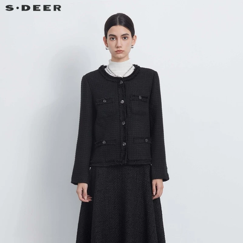 圣迪奥百搭长袖正品气质简约轻奢高端时尚外套S233Z2214