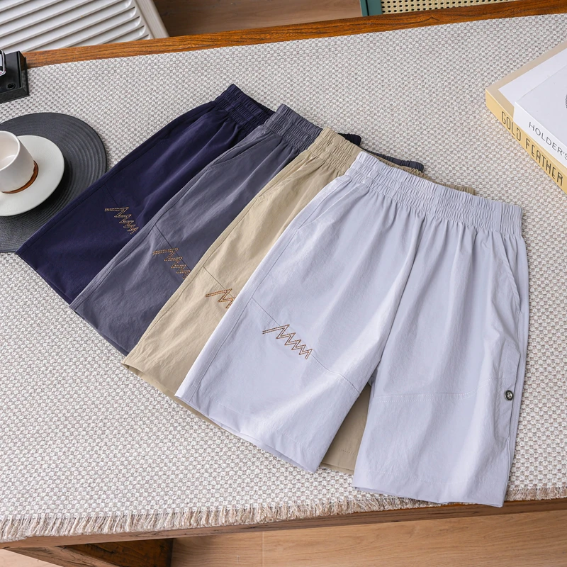 儿童纯色休闲速干短裤男童夏新款五分裤薄中大童弹力凉感裤子潮