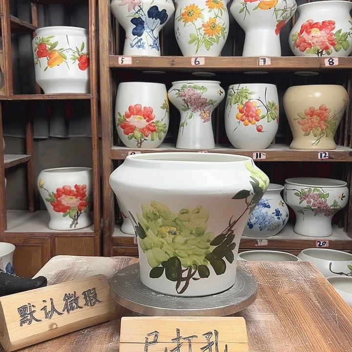 摆件高20口18.5绿绿绿牡丹陶瓷