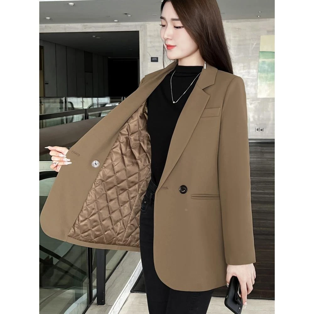 加厚西装夹克女式秋冬新款2025 k型小休闲专业流行百搭小西装