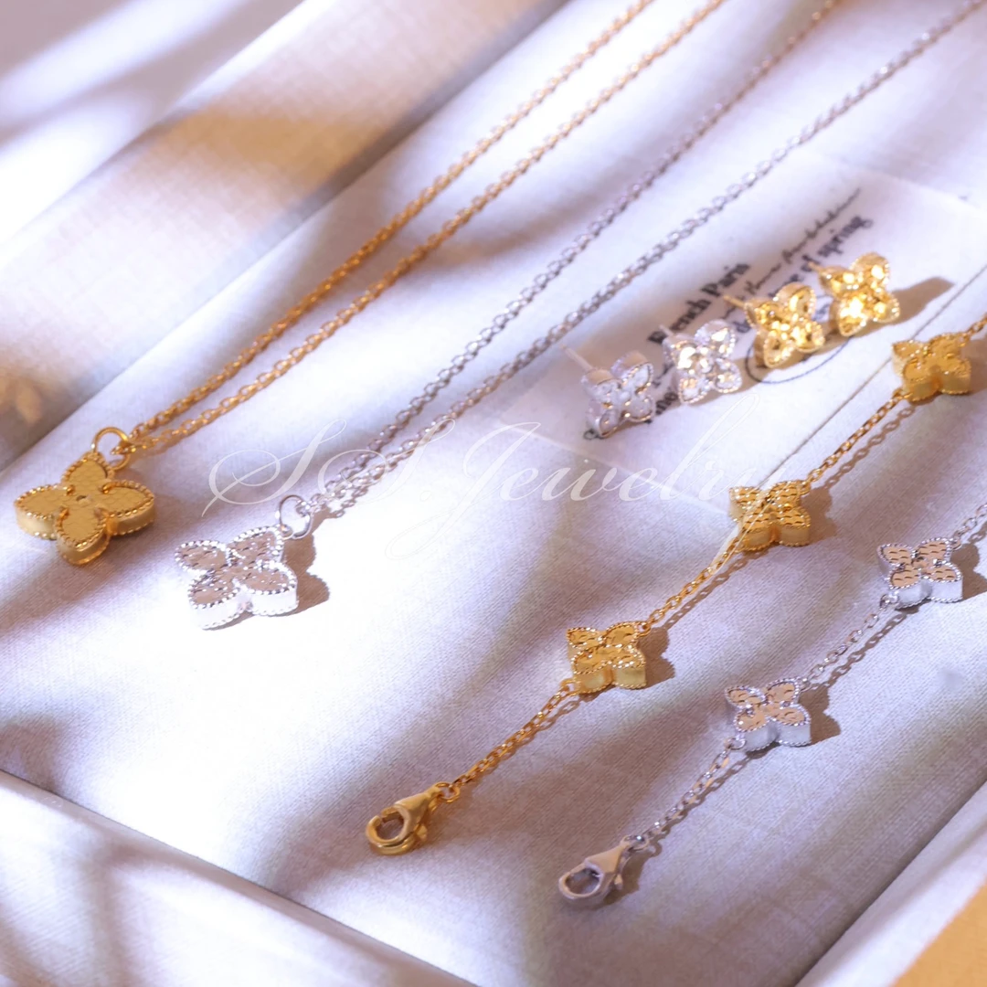 链子925银 SS JEWELRY碎冰冰四叶花龙鳞经典百搭通勤