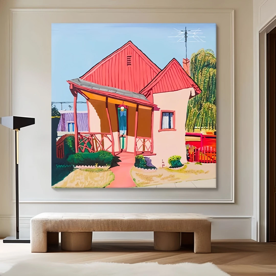 马蒂斯小众艺术挂画治愈系抽象小屋客厅装饰画餐厅壁画儿童房挂画