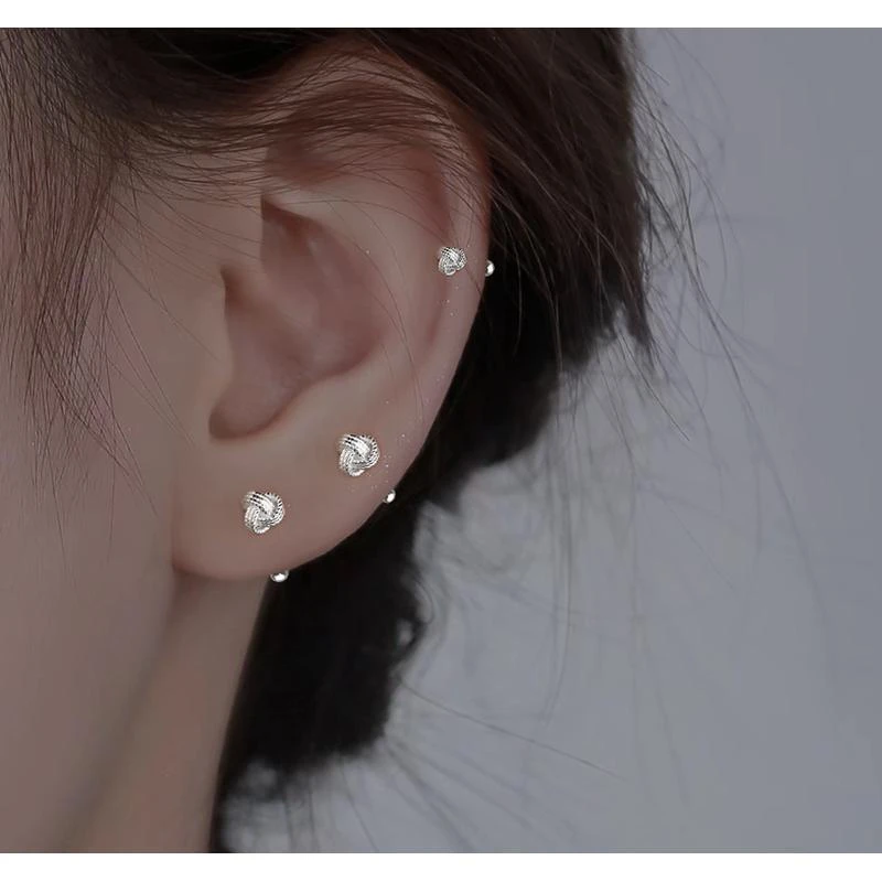 耳饰 如意结耳钉女养耳洞螺旋设计感耳骨钉迷你