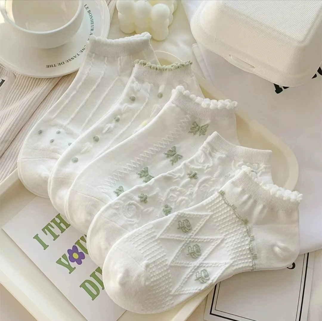 女款ins春夏百搭休闲可爱风系列时尚透气短袜组合