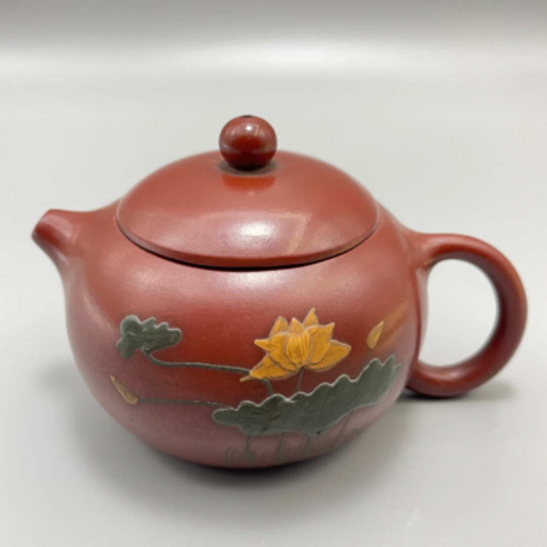 60年代 顾景舟款 原矿大红袍荷花纹西施壶H8208