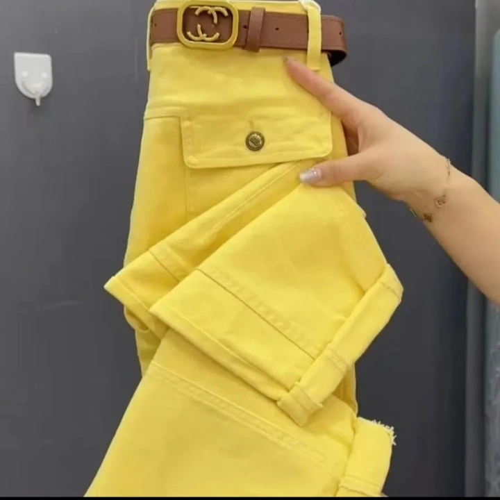 秋季新款时尚水洗牛仔棉九分休闲宽松百搭高腰洋气哈伦裤遮肉显瘦