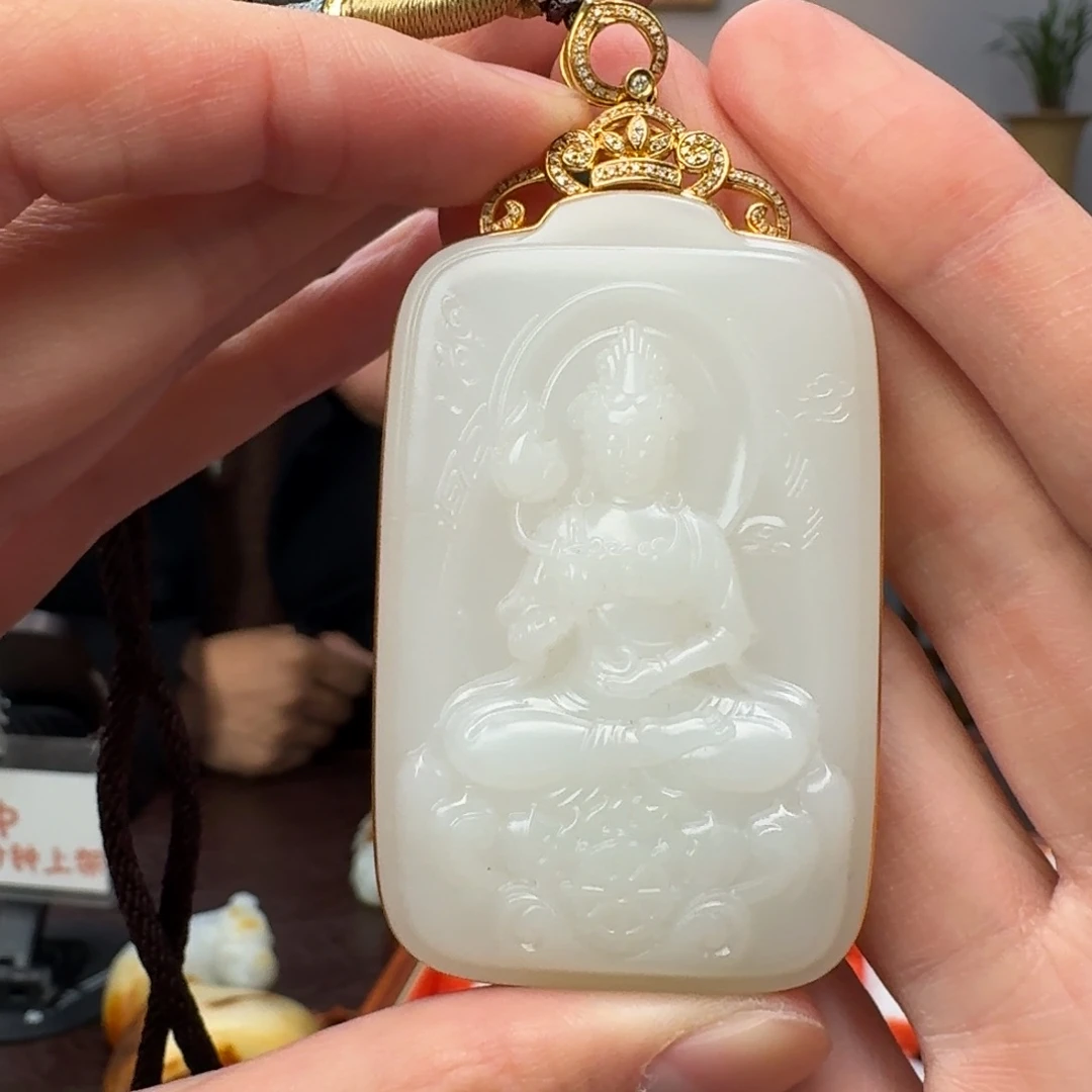 和田玉18K金镶嵌颈饰1112潘老师