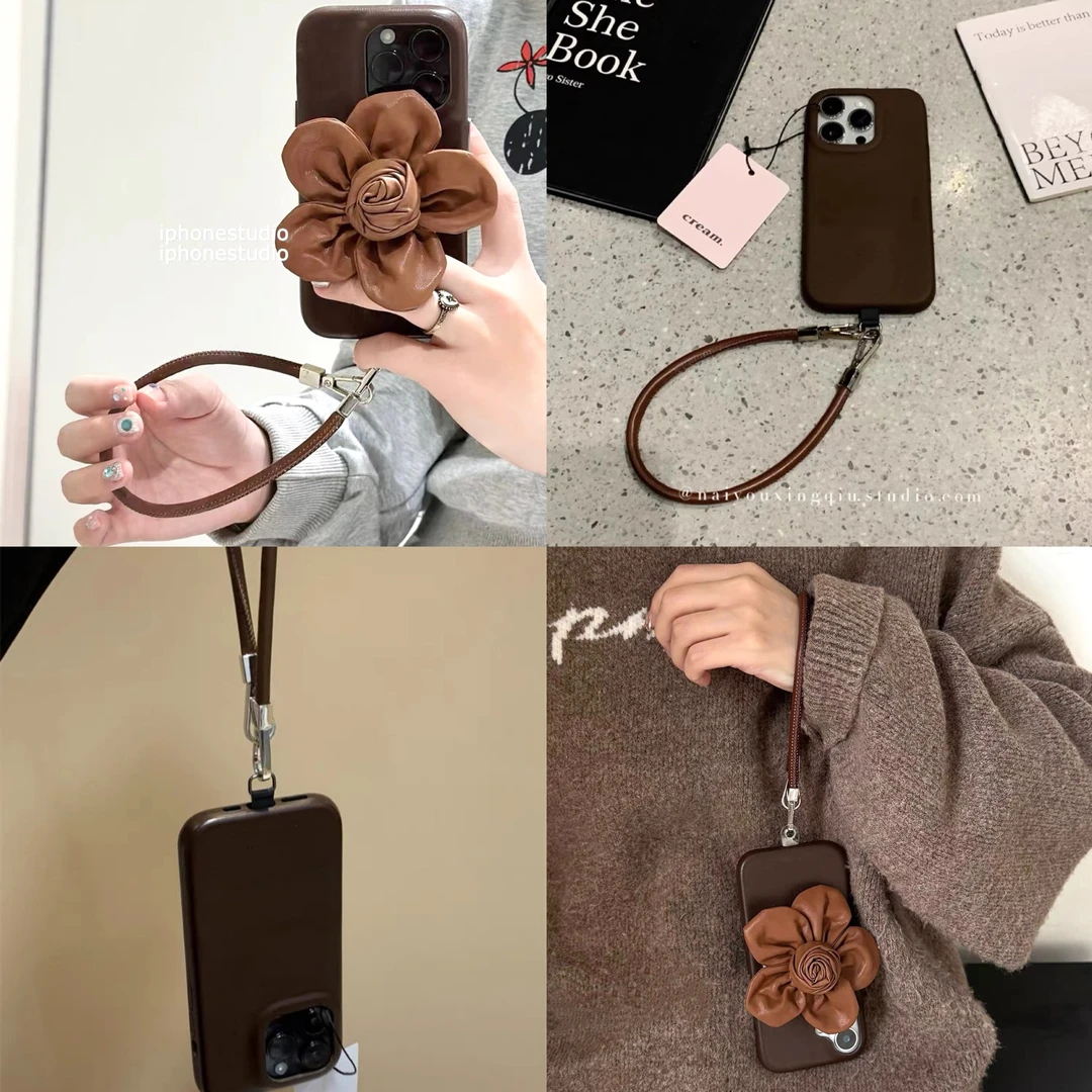 【耐脏不易黄】秋冬花朵支架挂绳适用苹果161514手机壳华为荣耀oppo