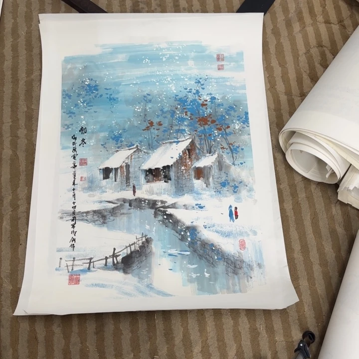 国画花鸟等图案为一体而