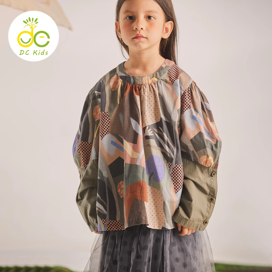 DC童装春季女童印花娃娃衬衫儿童