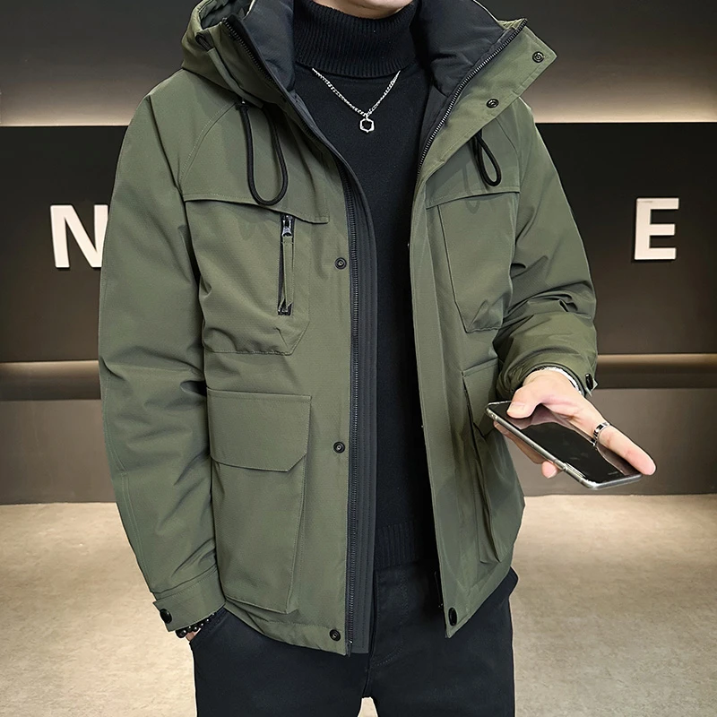 90绒男士羽绒服冬季加厚2025新款户外冲锋衣保暖防寒服工装外套男