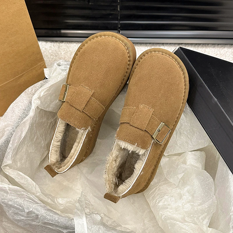 加绒加厚勃肯鞋女平底2024秋冬季新款百搭一脚蹬懒人棉鞋