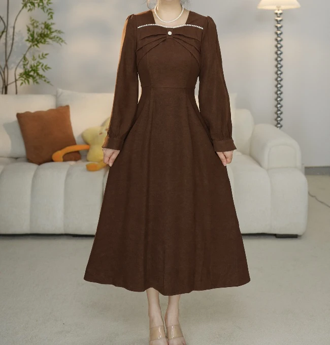 D503连衣裙女士百搭显瘦休闲大码加厚保暖秋冬