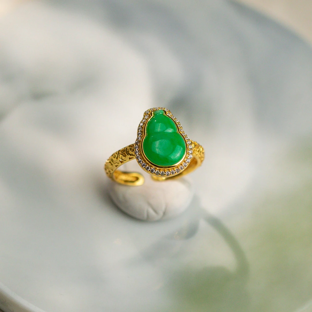 S-《翠福禄》翡翠葫芦戒指-BFC65240（多样性发货）