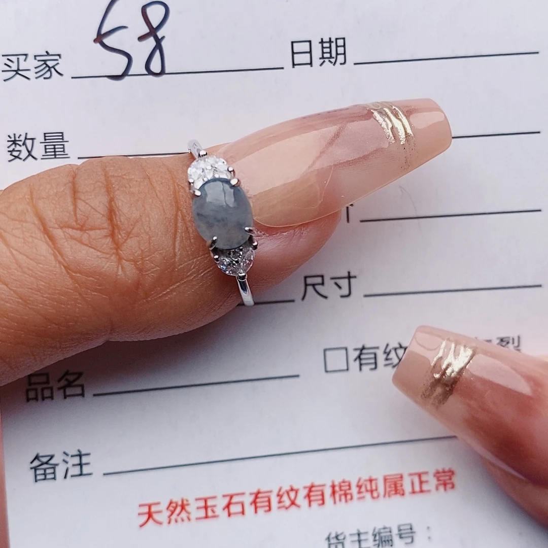 翡翠戒指银S925镶嵌戒指