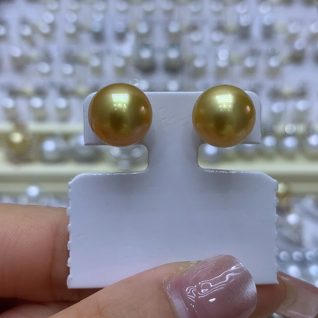 耳饰18K金镶嵌海水珍珠11-12mm