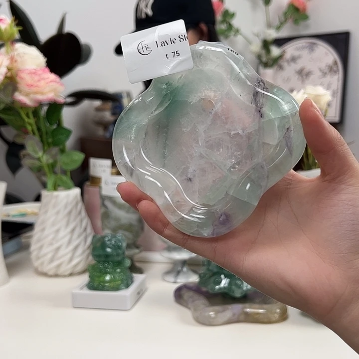 石材t75三彩萤石四叶草