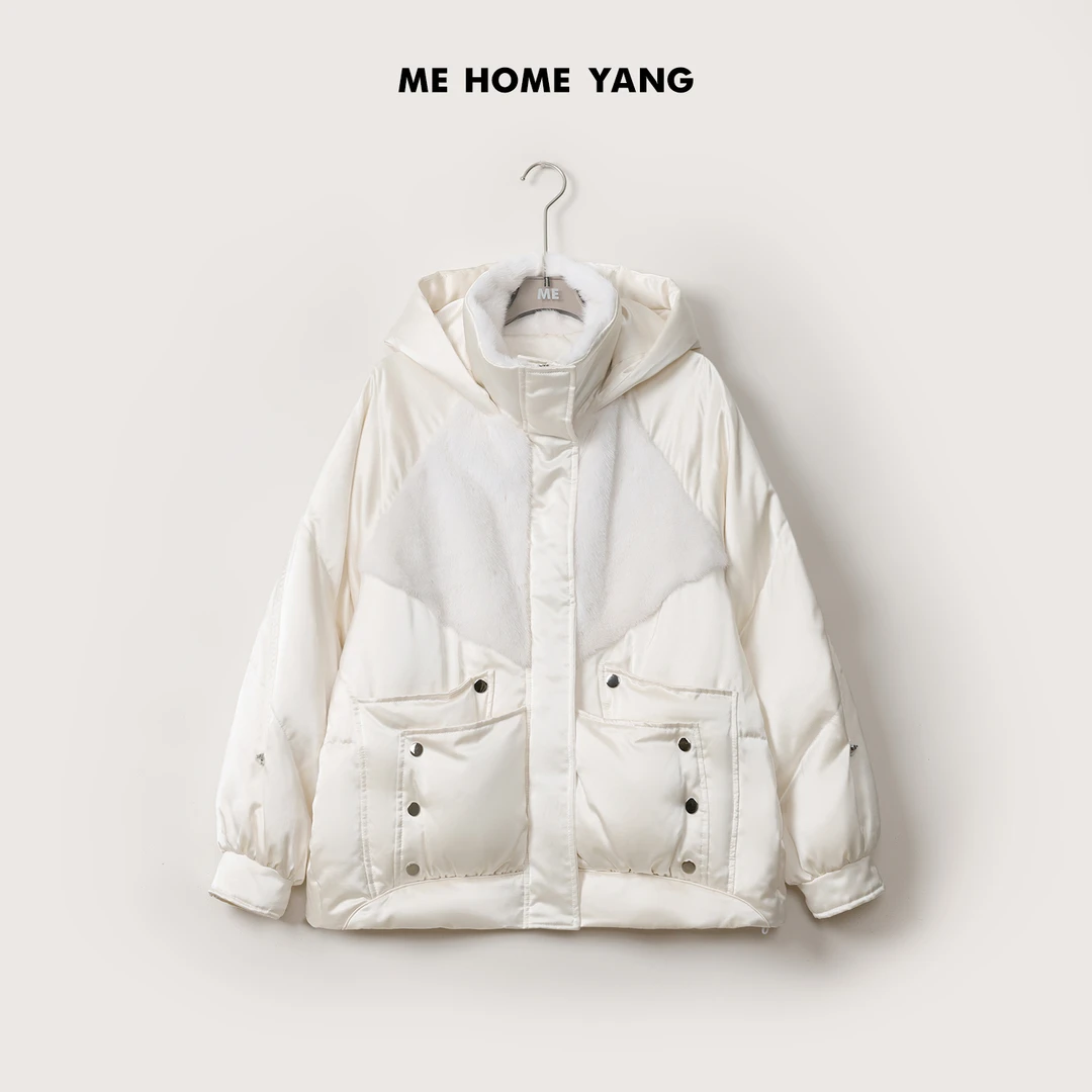 ME【日出观雪】水貂毛皮白鹅绒桑蚕丝混纺保暖高端羽绒服MEQA5411