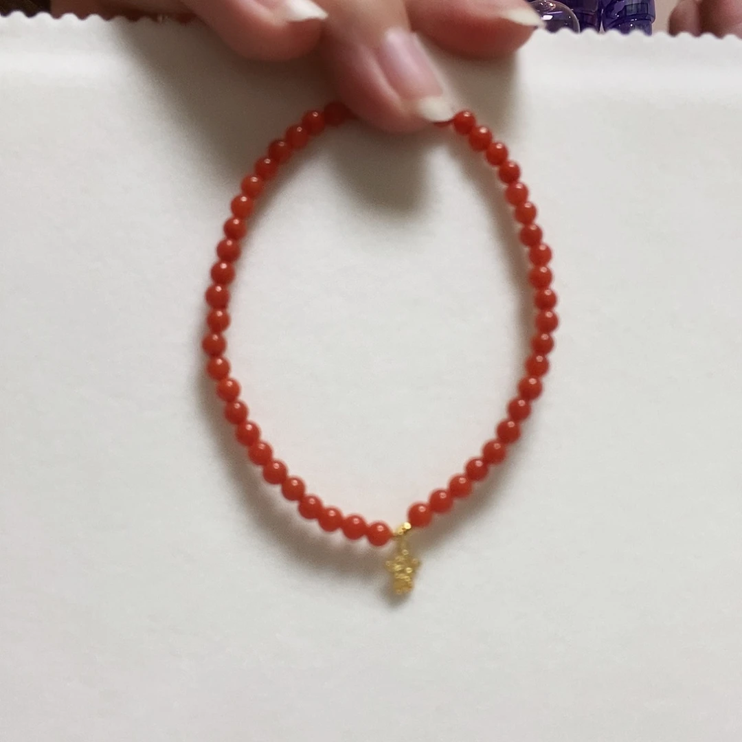 南红玛瑙手链18K金镶嵌简单