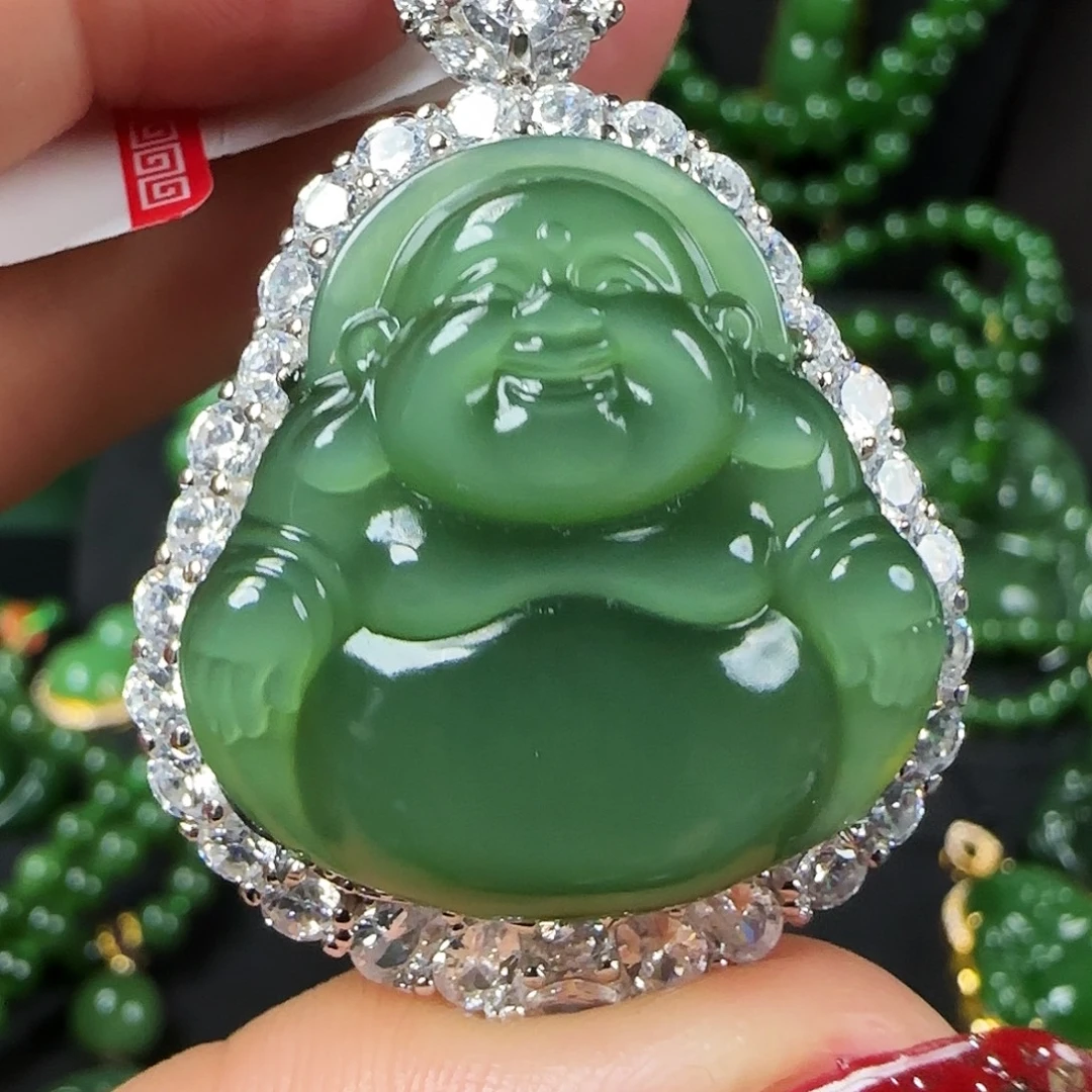 和田玉（碧玉）银S925镶嵌颈饰