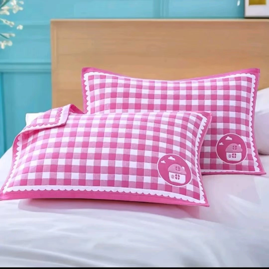 （直供）纯棉纱布枕巾一对 52*78 纱布棉枕头巾家用成人学生宿舍