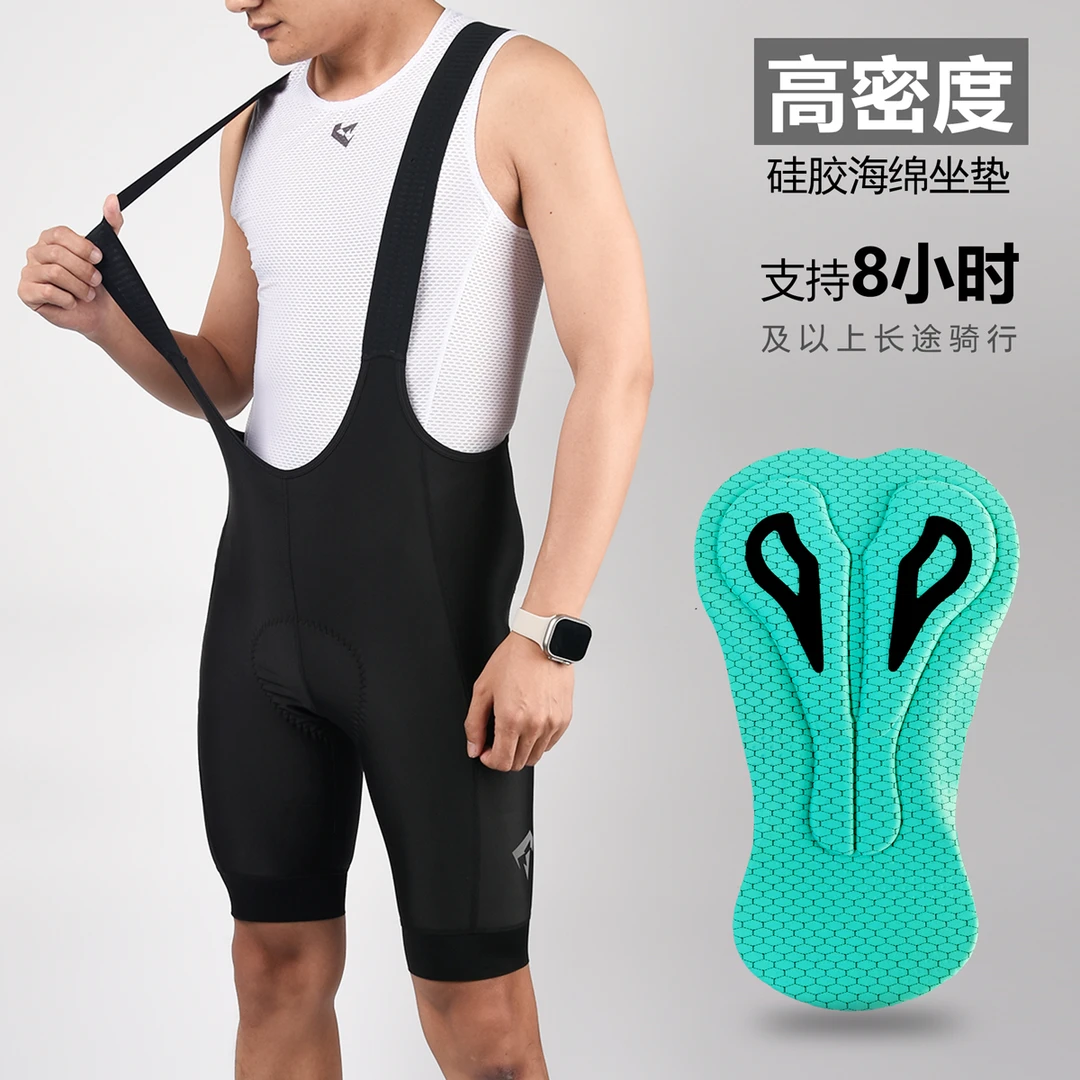 公路车骑行背带裤高弹莱卡面料自行车骑行裤新款背带短裤带侧兜