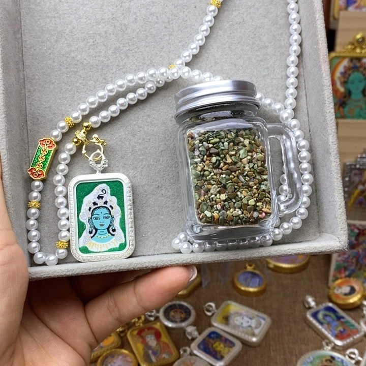 吊坠唐卡之家 2x3绿度母吊坠