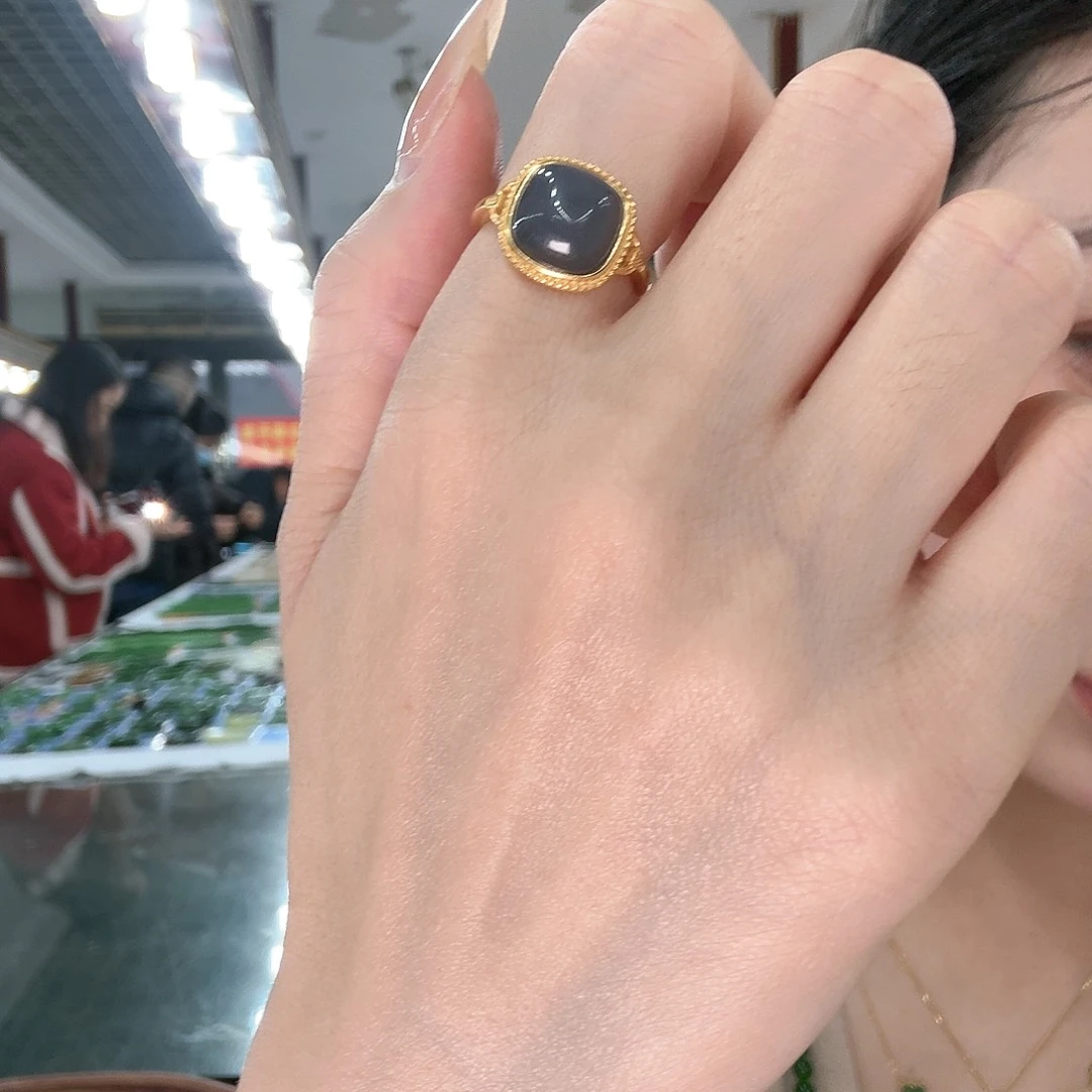 和田玉戒指银S925镶嵌