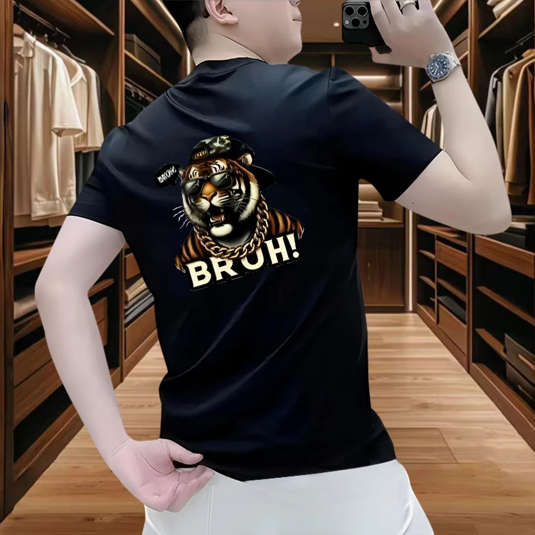 重磅夏季短袖2026气场强大高级感男装时尚休闲百搭宽松圆领T恤潮