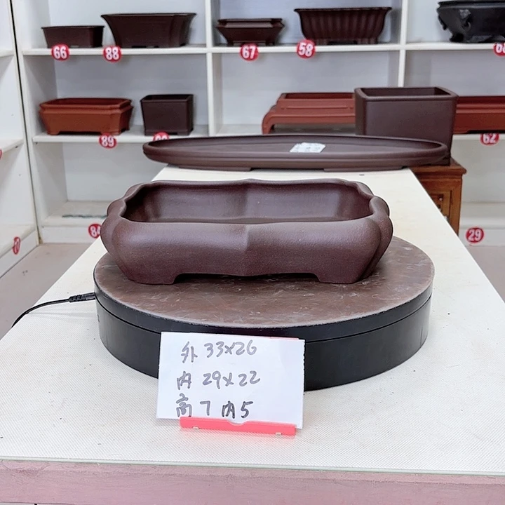 紫砂花盆菱形长方小