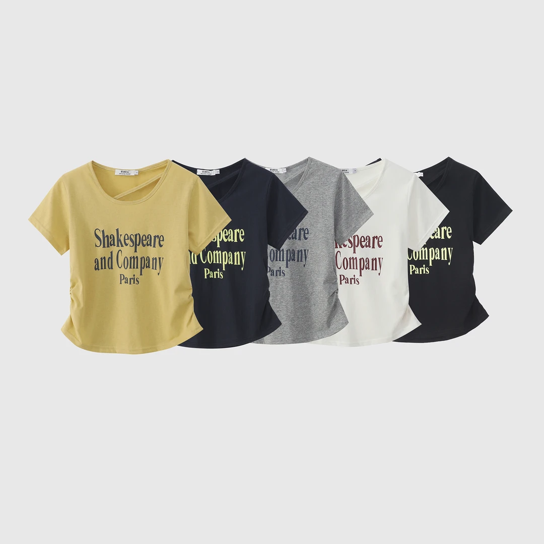 【蔓迪欧尚】夏季冰凉超透气雪花棉宽松印花字母休闲T恤（878）A