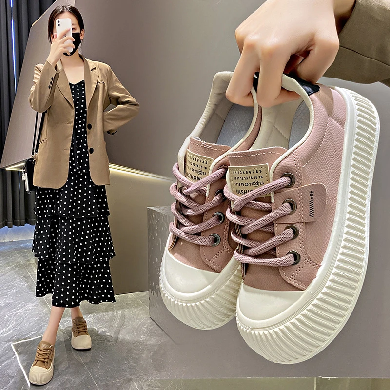 复古厚底小白鞋女2025春季新款饼干鞋百搭松糕底运动休闲学生板鞋