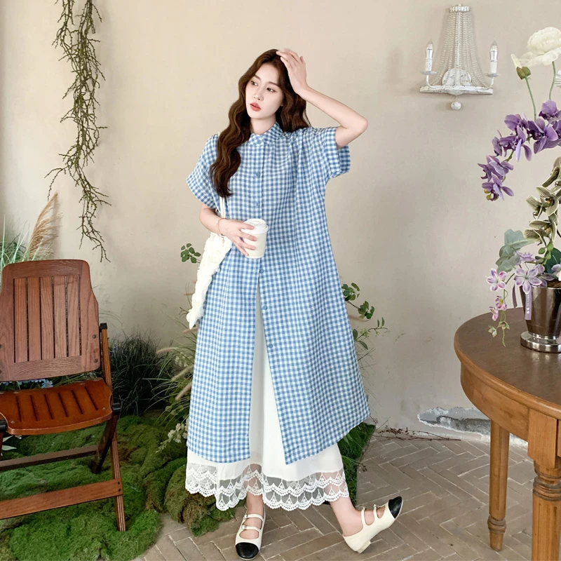 森系复古文艺范格子罩衫半身裙2025夏季新款可盐可甜韩系穿搭套装