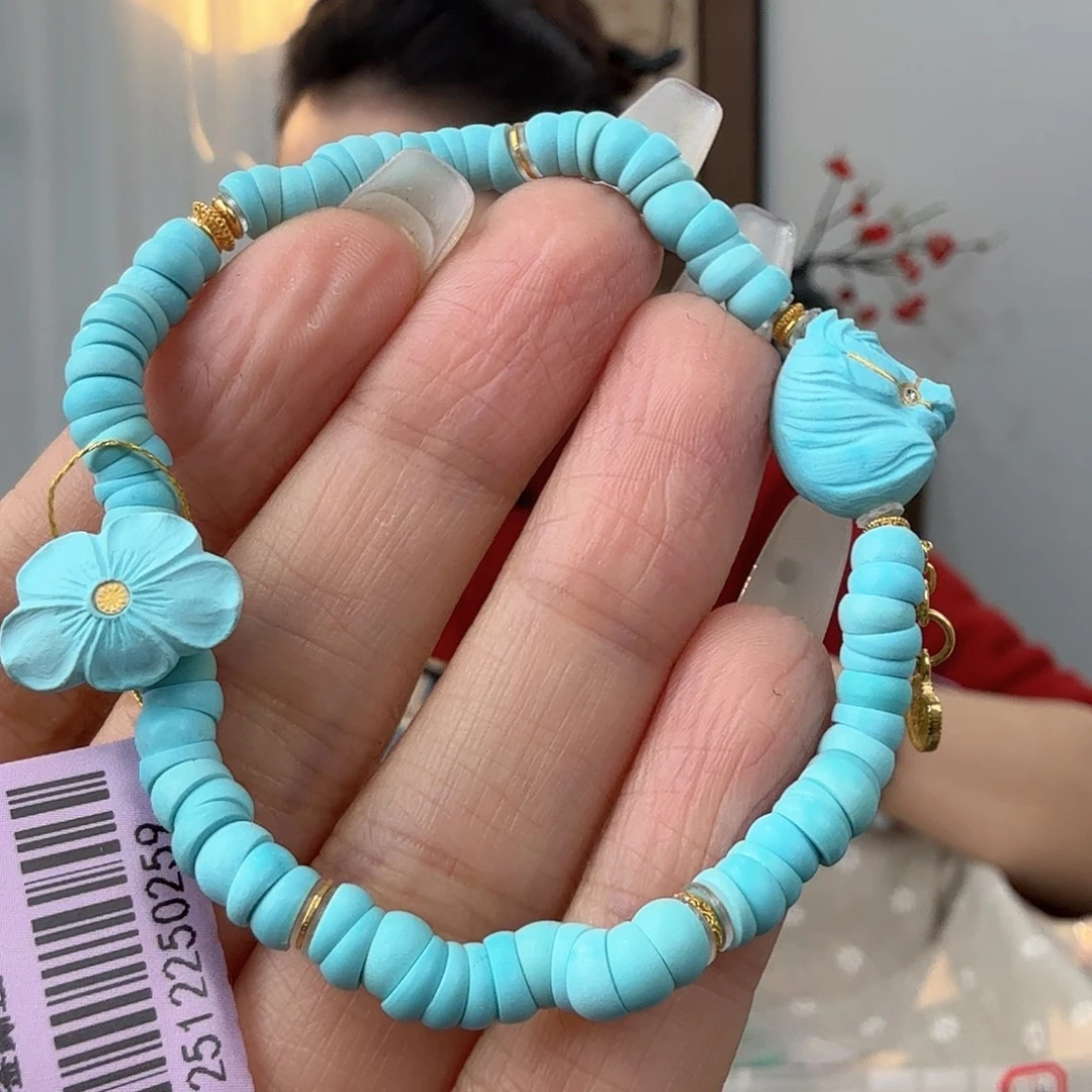 绿松石18K金镶嵌珠宝奇石