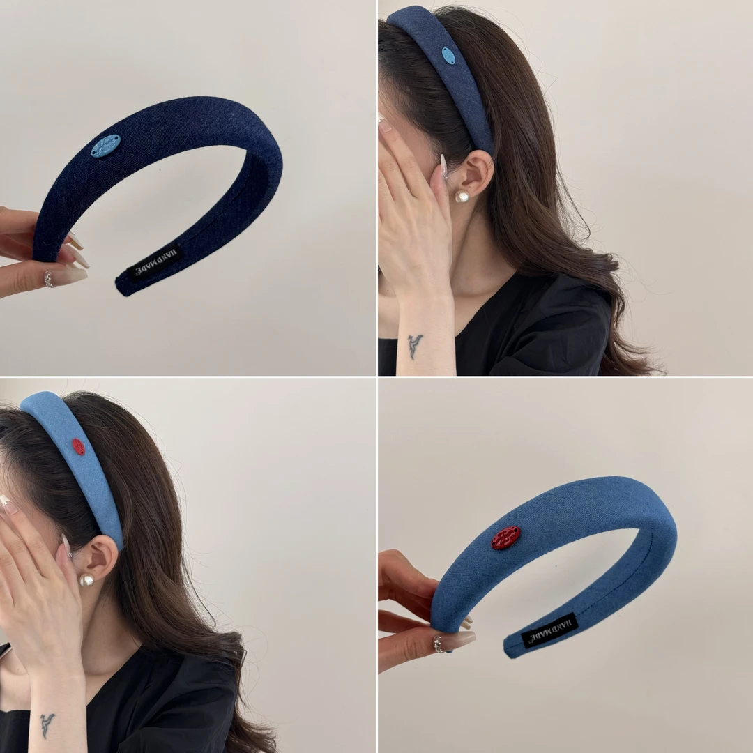 LAPHE 复古高级感牛仔红标发箍高颅顶显脸小日常百搭发饰