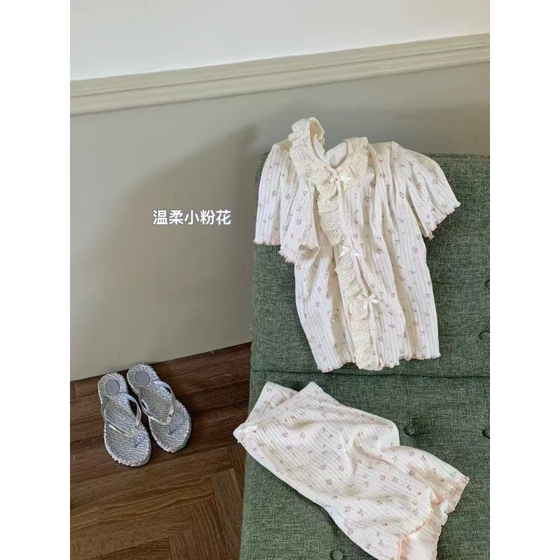 法式蕾丝花边田园风家居服睡衣套装2588
