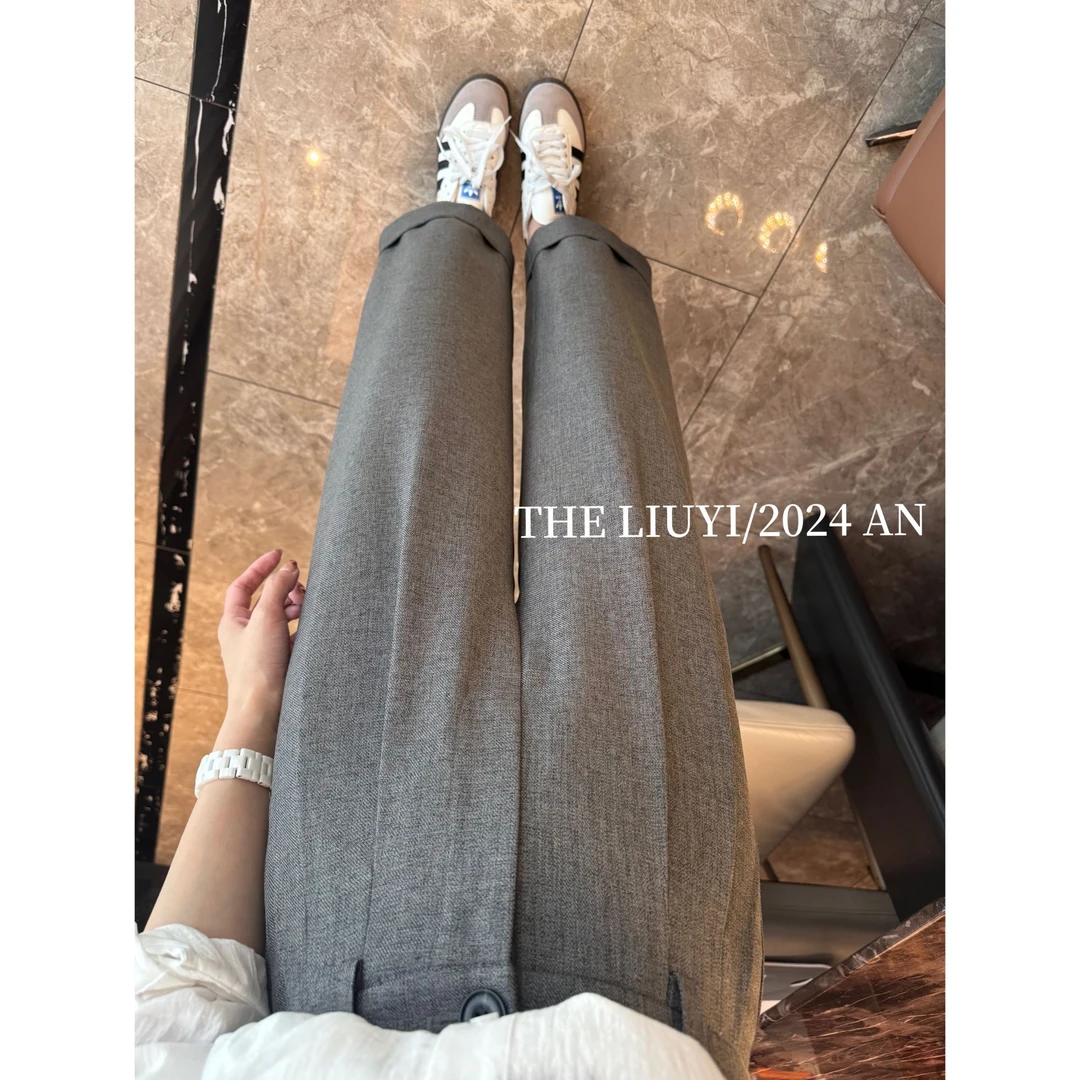 【LIUYI】通勤西裤~秋季高腰后松紧百搭休闲裤49035