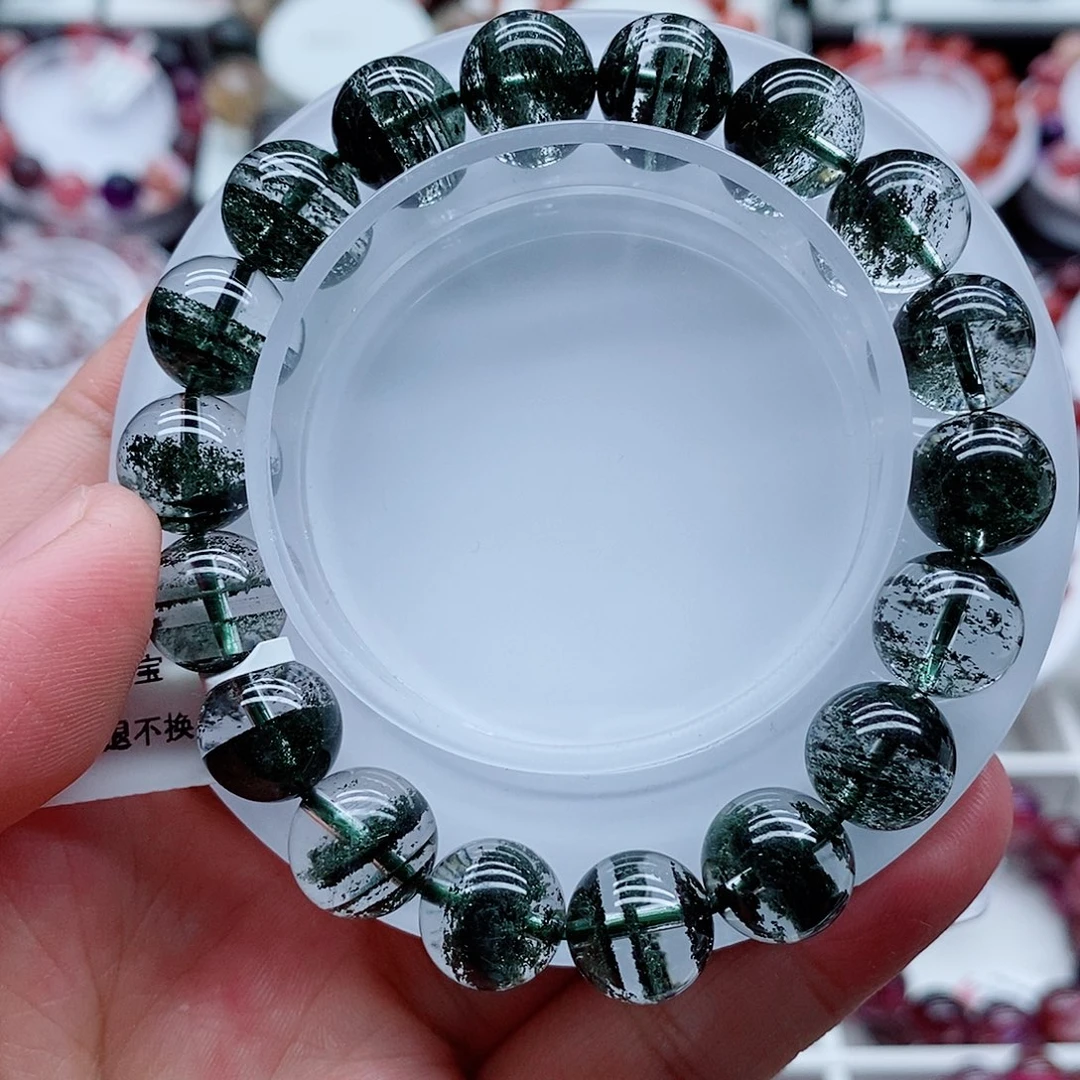 水晶未镶嵌手链千层墨绿绿幽灵