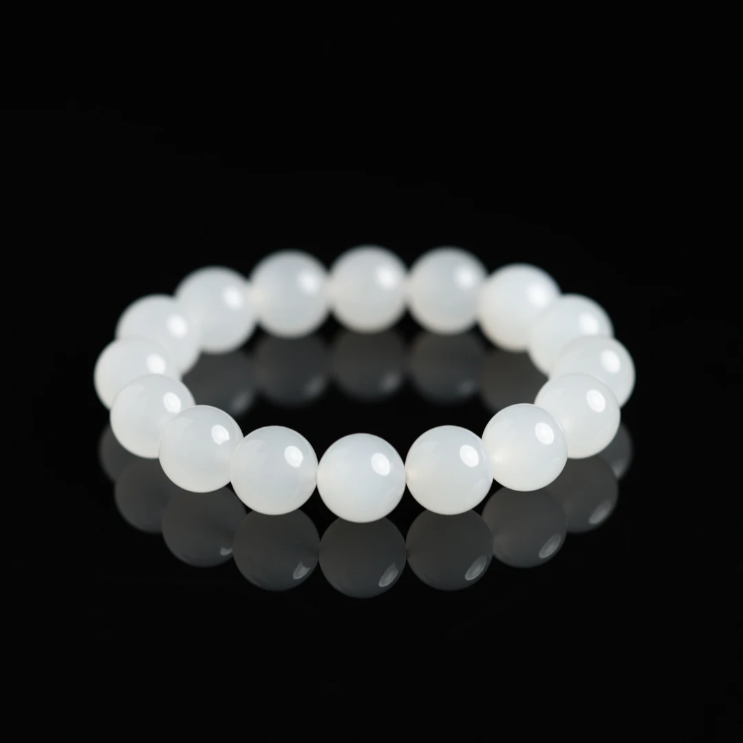 本真 | 大果冻 | 严选精品和田玉果冻冰底特细青海白玉12mm素手串