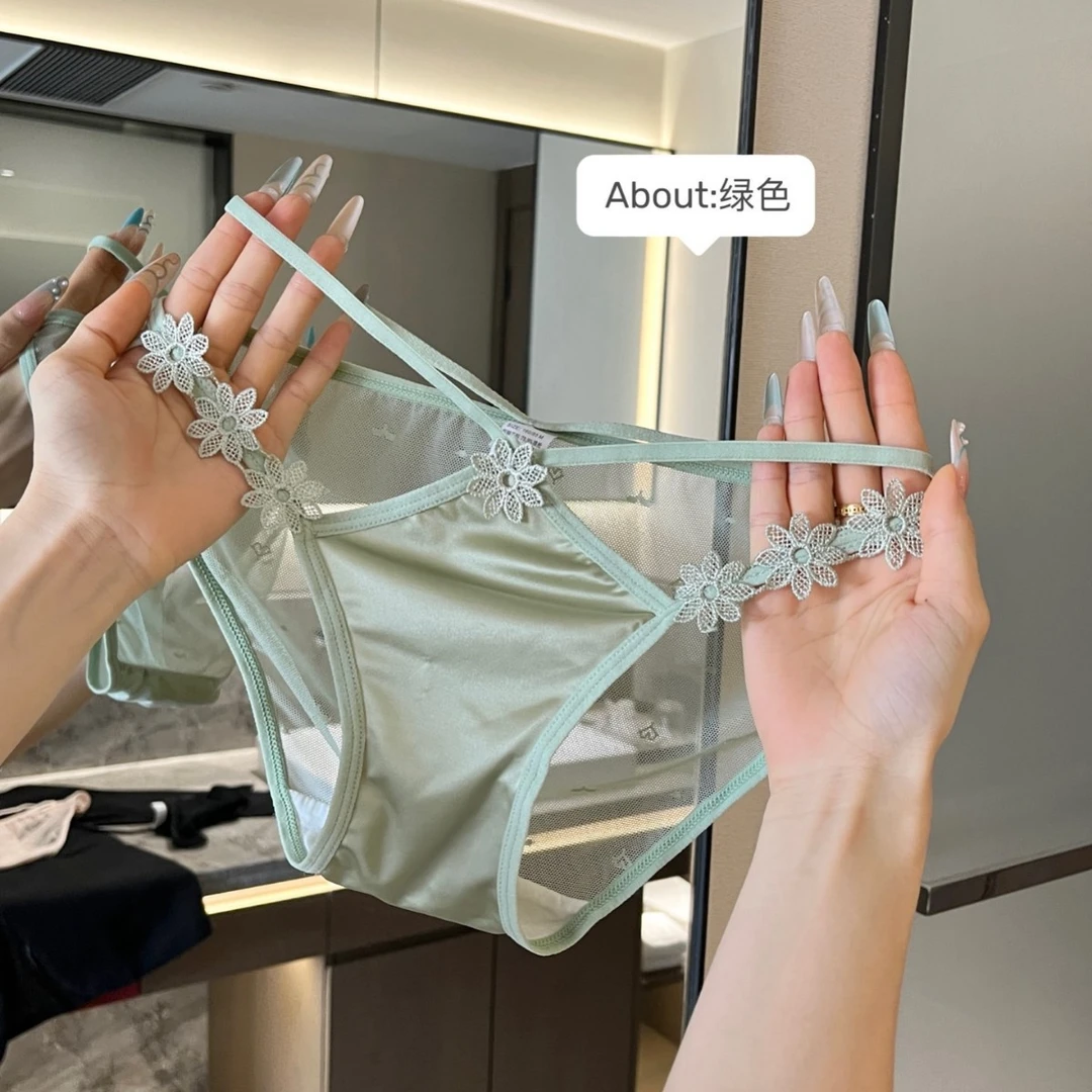 明媚质感~轻盈裸感性感内裤女细带美腰撩人高颜值花朵三角裤薄款
